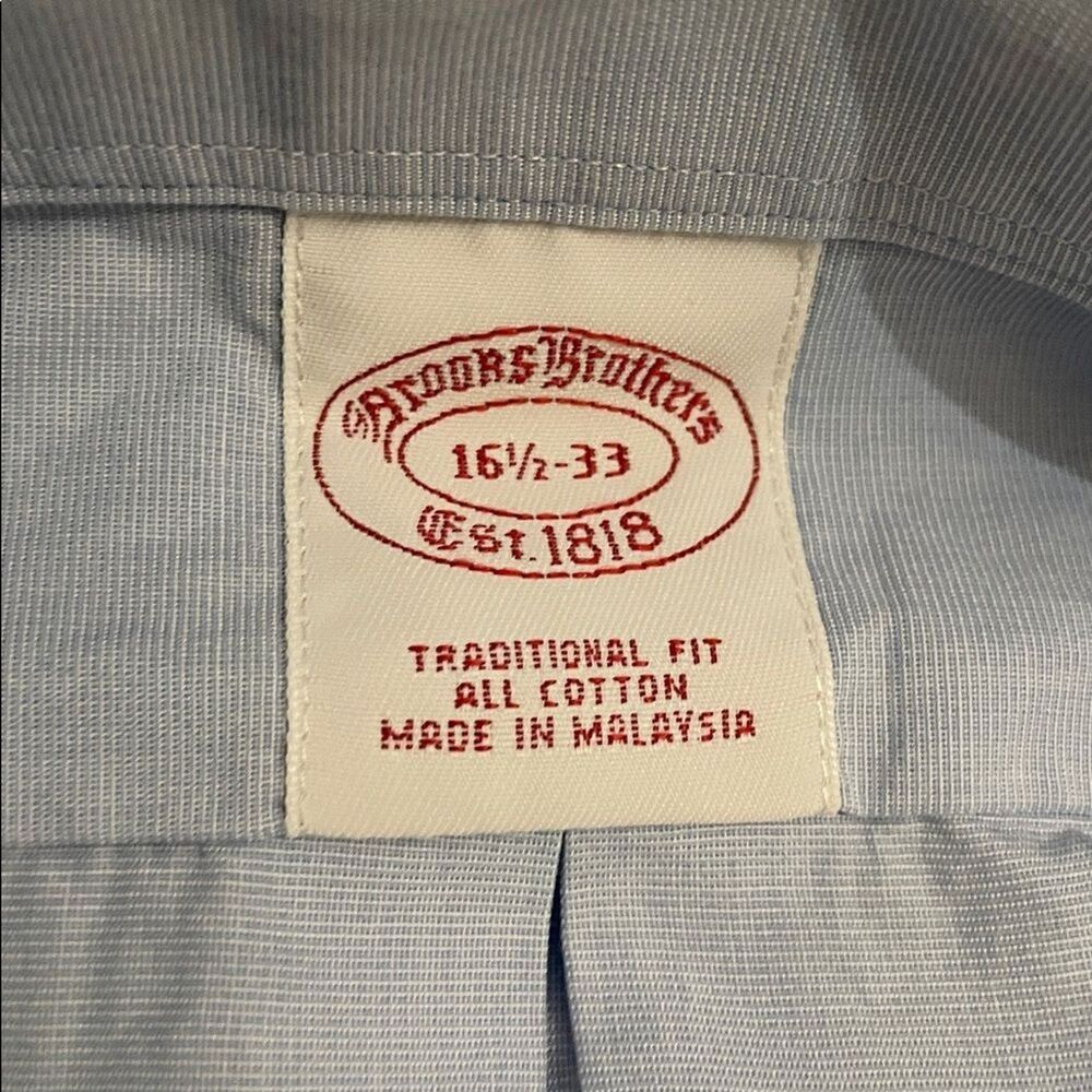 Brooks Brothers Blue Dress Shirt 16.5 33 Traditional Fit French Cuff Cotton - Picture 2 of 12